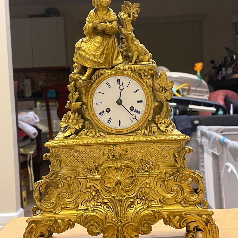 French Bronze-Dore Figural Mantel Clock 19th - Picture 16 of 16